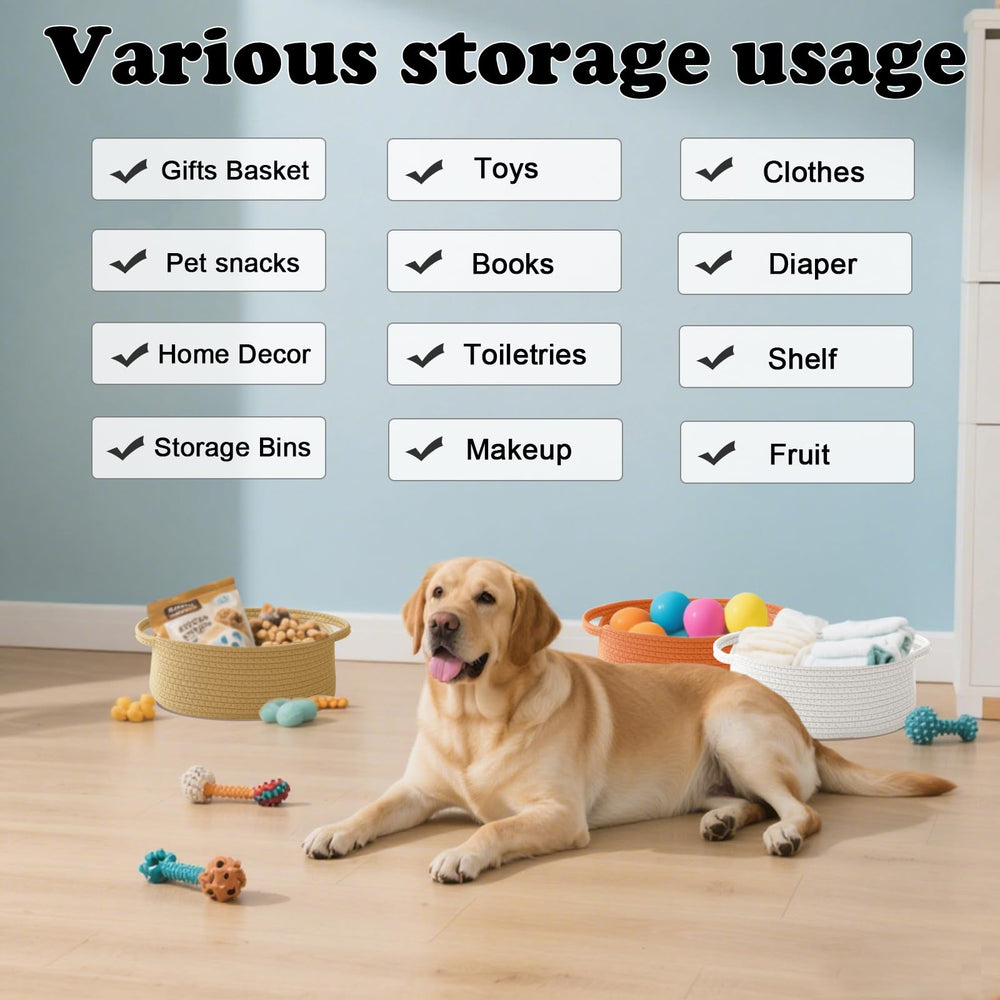 HZFTJOY multi-storage basket set on shelf, keeps essentials organized.