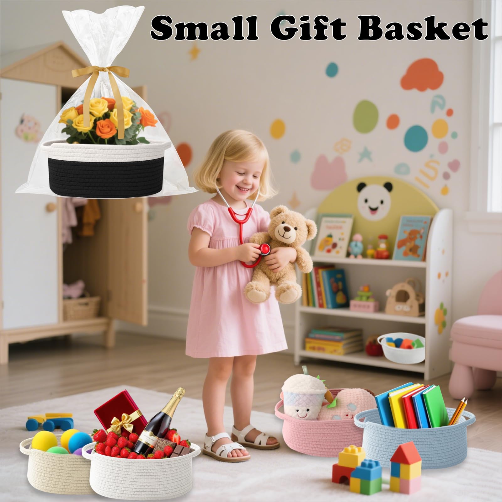 HZFTJOY basket organizing snacks, remotes, magazines and more