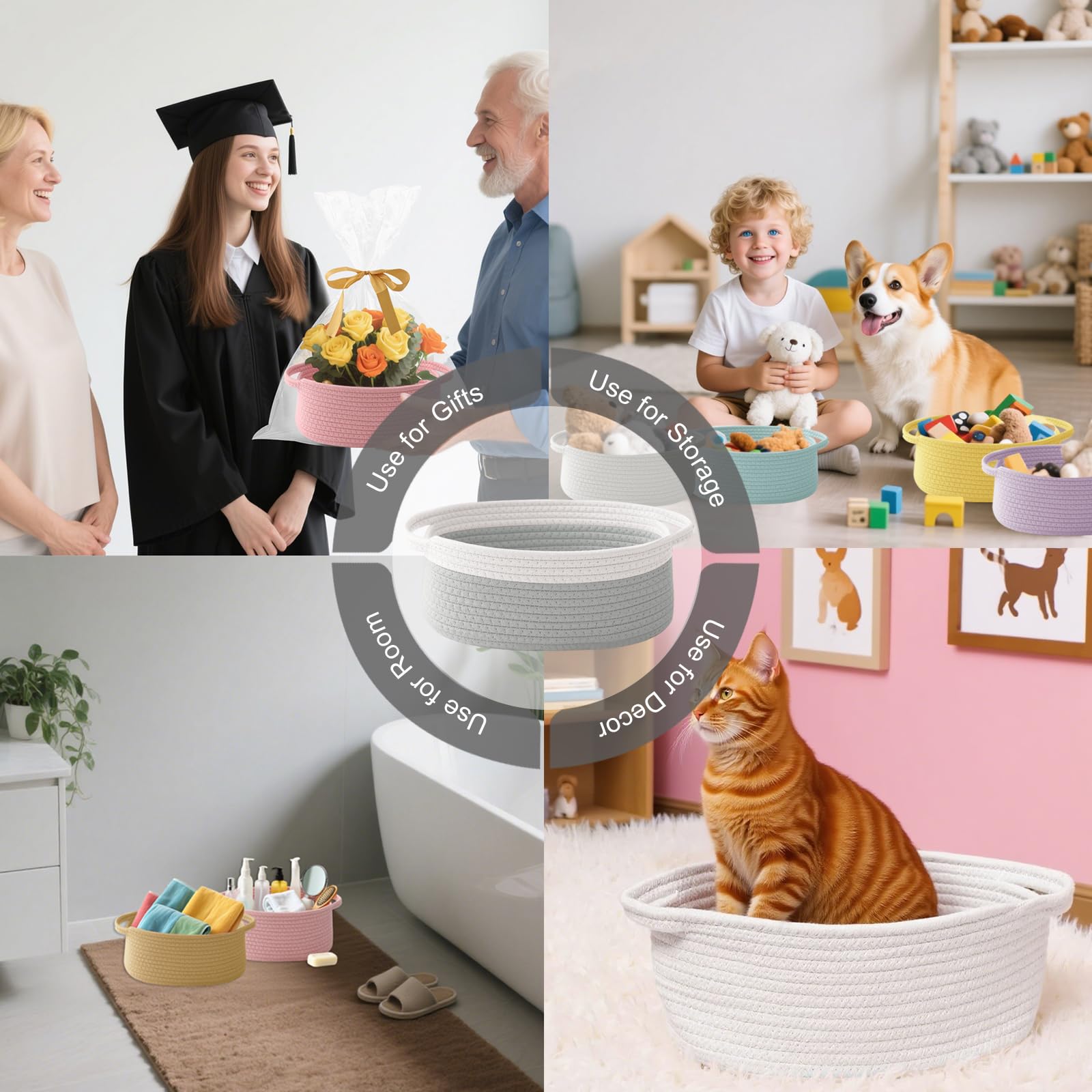 HZFTJOY pet storage basket for toys and accessories for cats or dogs.