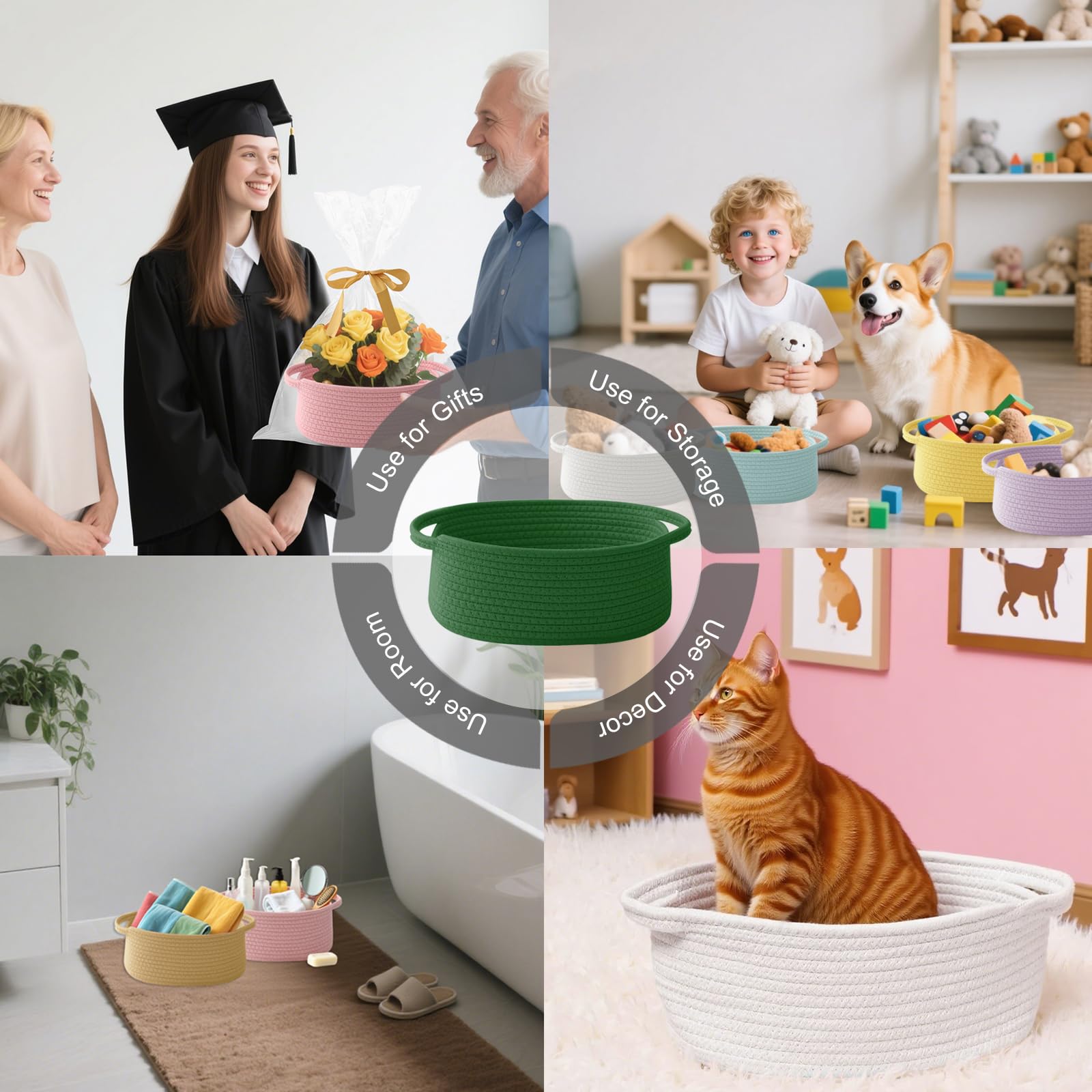 HZFTJOY remote, books, and toiletries basket for quick access
