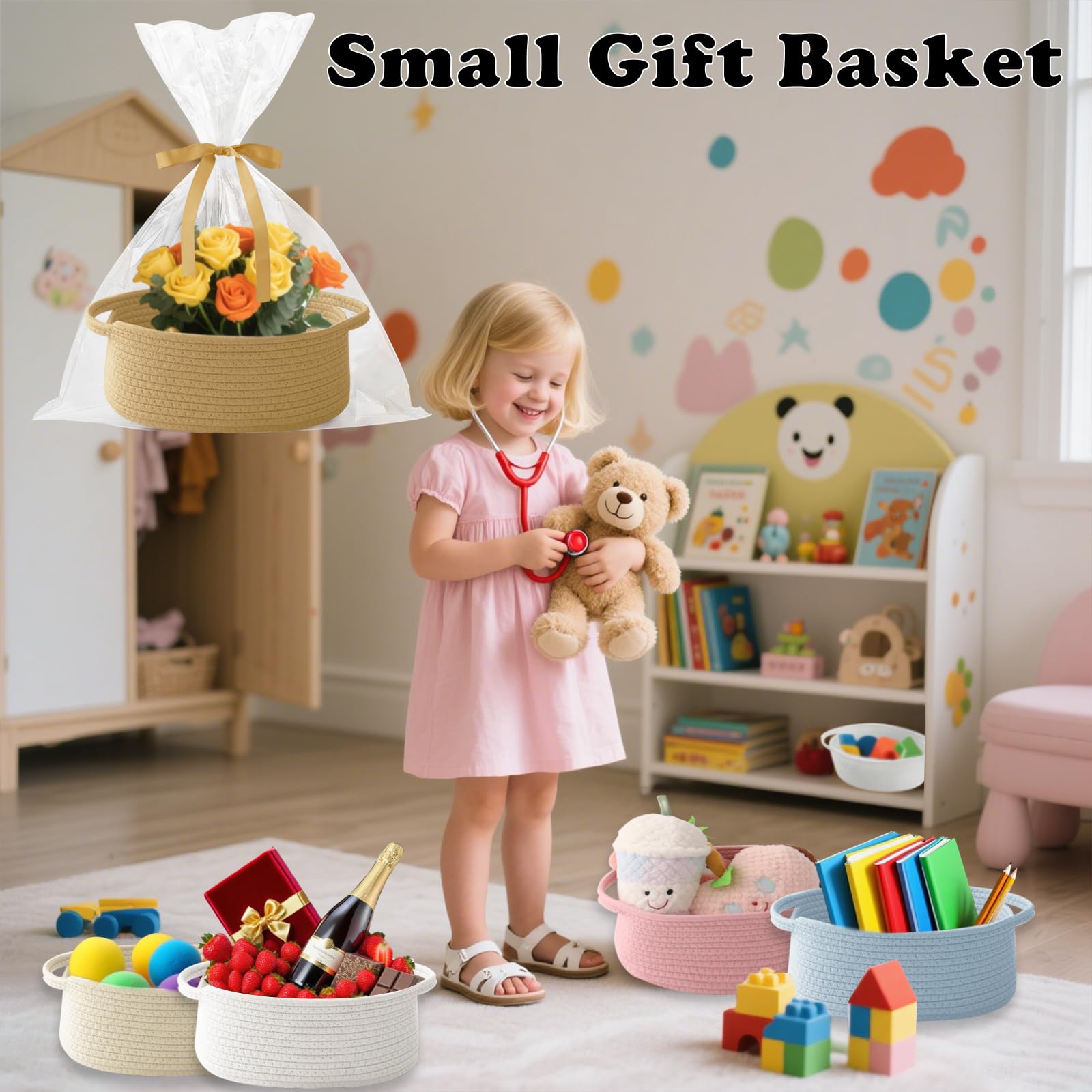 HZFTJOY ribbon-detail basket, enhances gift presentation and charm.