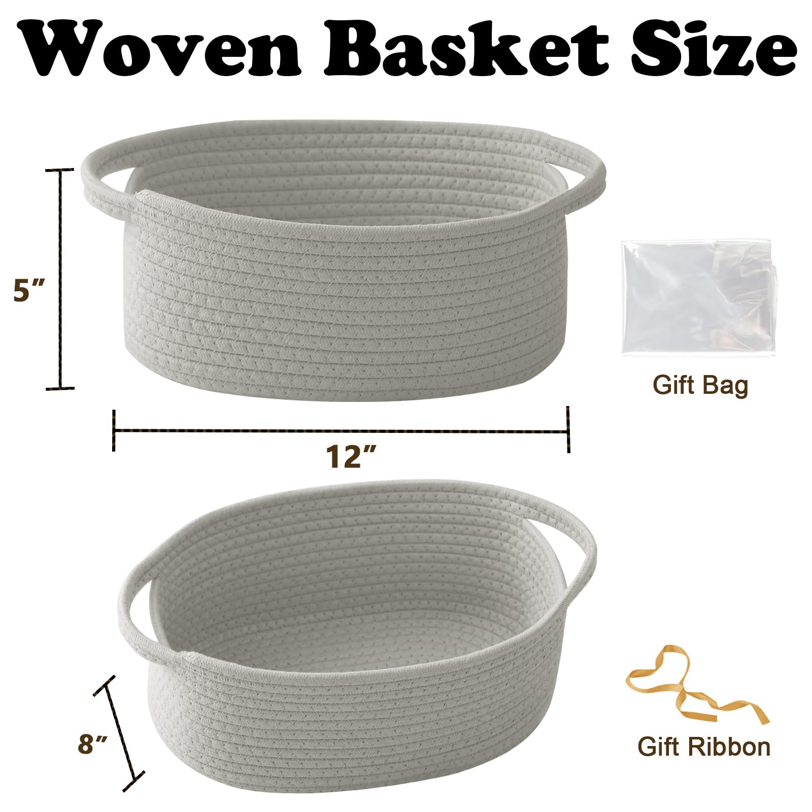 HZFTJOY rope-woven basket with handles offers sturdy storage and versatility.