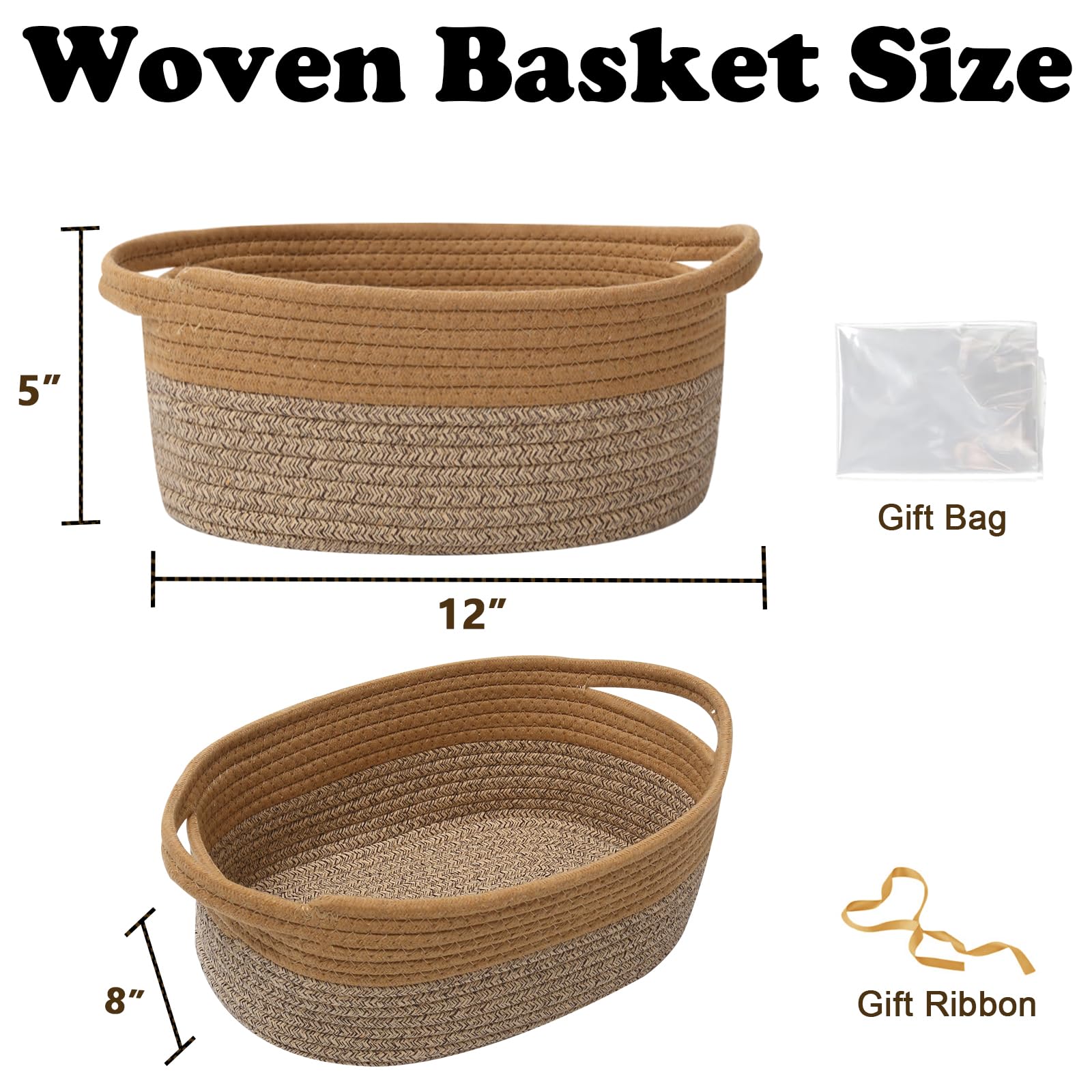HZFTJOY rope-woven storage basket with natural texture