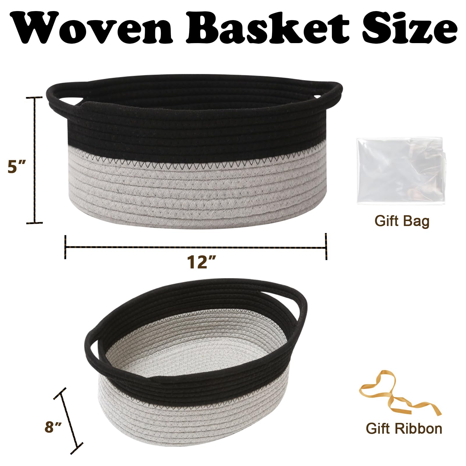 HZFTJOY rope-woven storage basket ideal for tidy desk organization