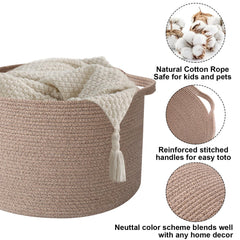 HZFTJOY round storage basket suits living room decor.