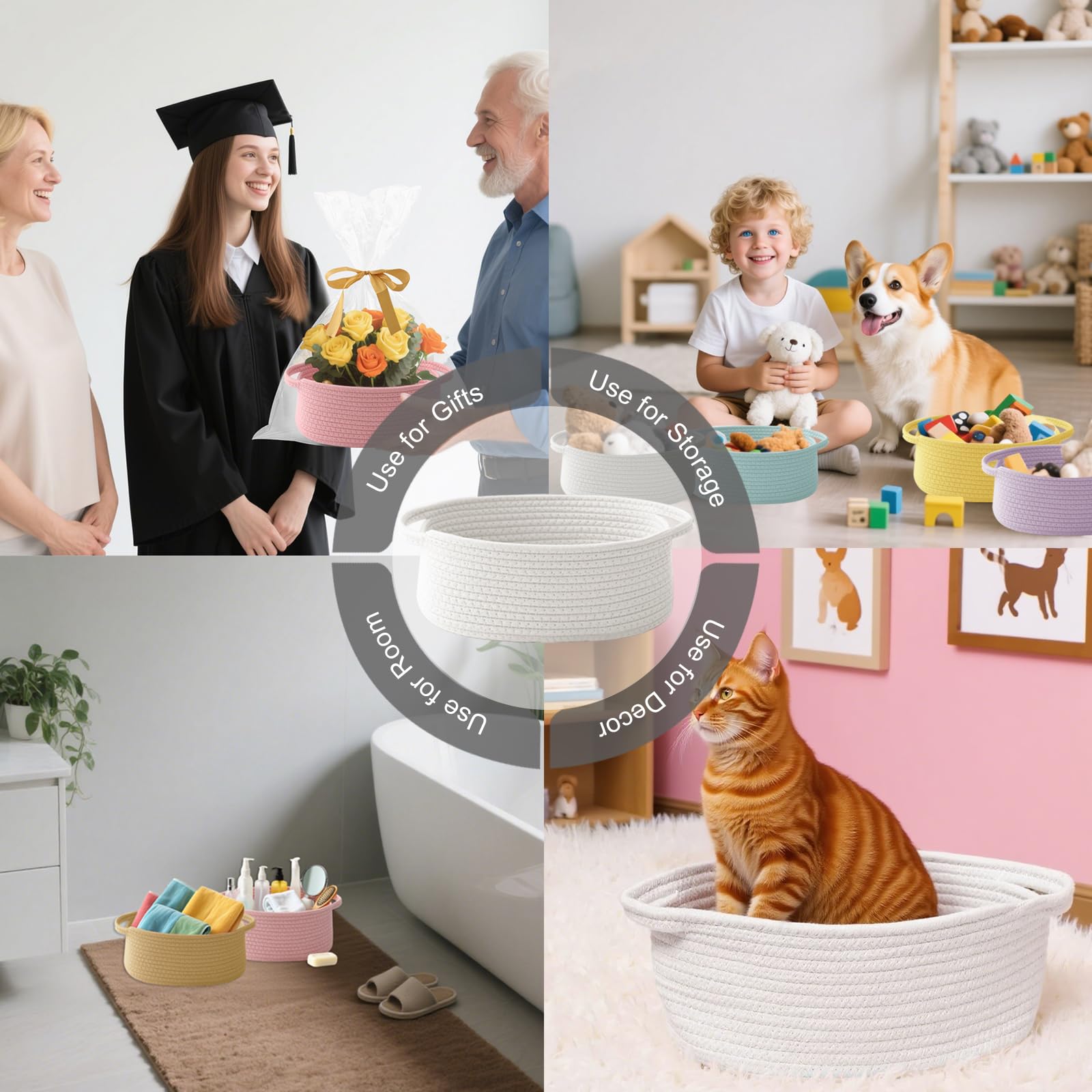 HZFTJOY shelf styling basket elevates decor while corralling remotes, magazines, and keys.