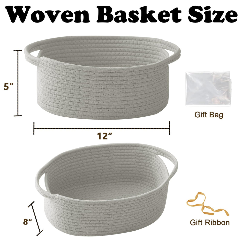 HZFTJOY small rope woven basket with handles, adds rustic charm to any space