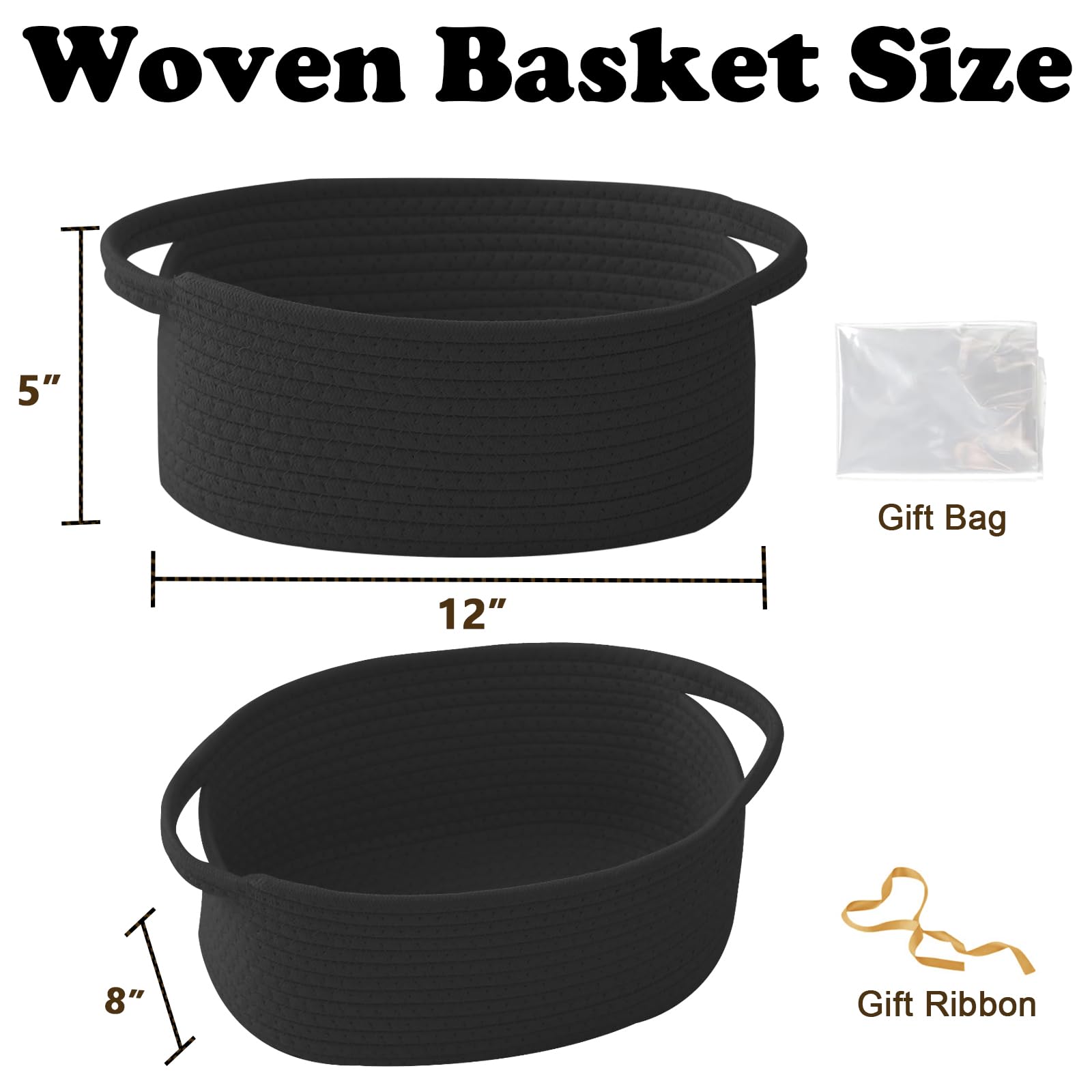HZFTJOY small rope woven basket on a shelf for compact storage