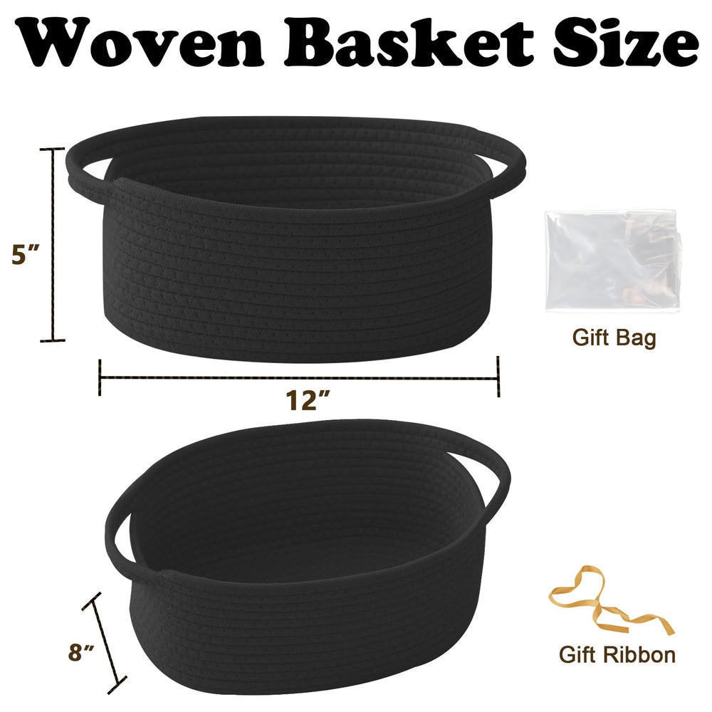 HZFTJOY small rope woven basket on a shelf for compact storage