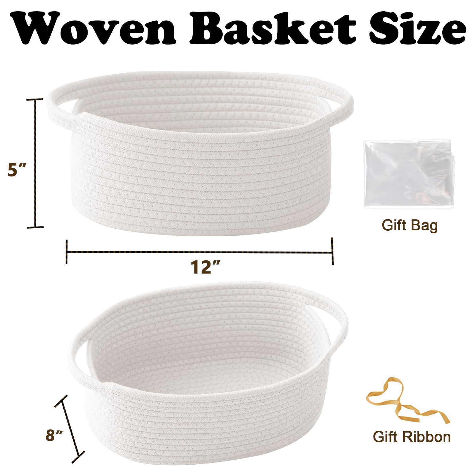 HZFTJOY small rope woven basket highlights handcrafted texture for stylish storage.