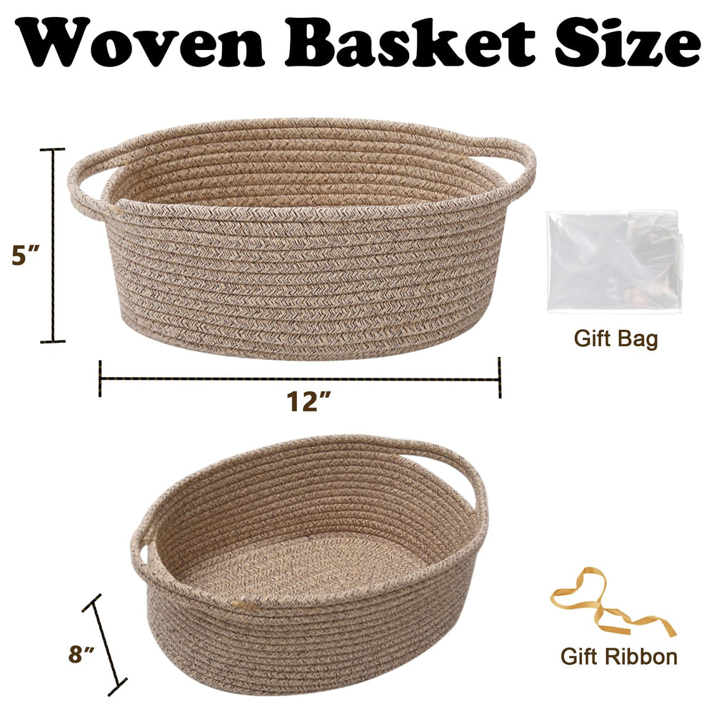 HZFTJOY small rope woven storage basket ideal for shelves and organization