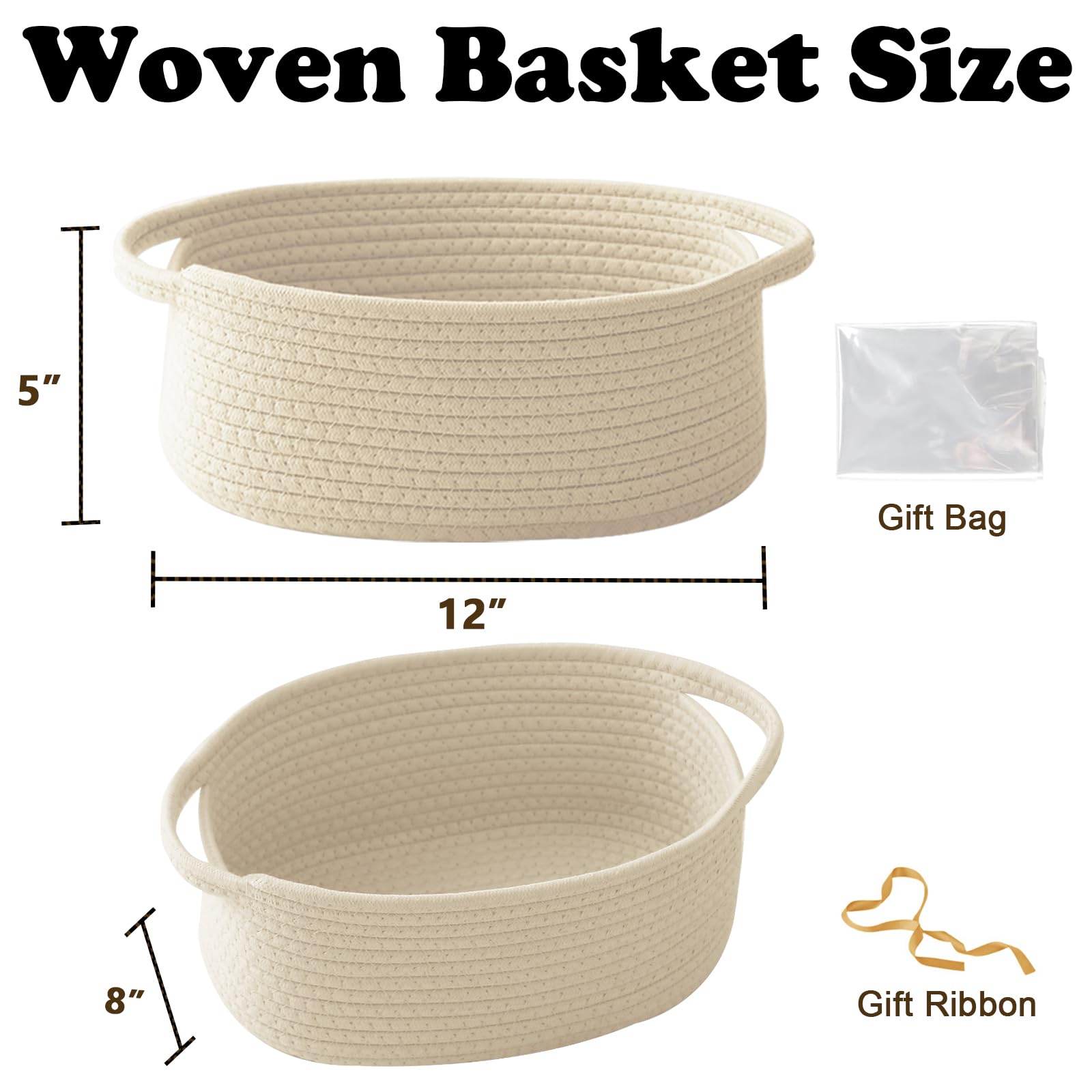 HZFTJOY small woven basket with handles ideal for organized storage