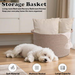 HZFTJOY soft woven basket adds texture to nursery.