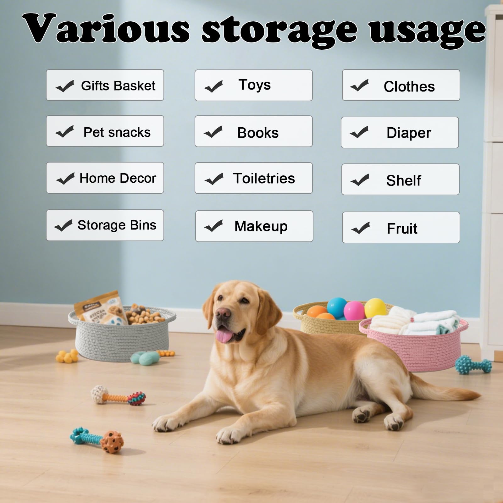 HZFTJOY storage basket for bathroom organization and tidy surfaces