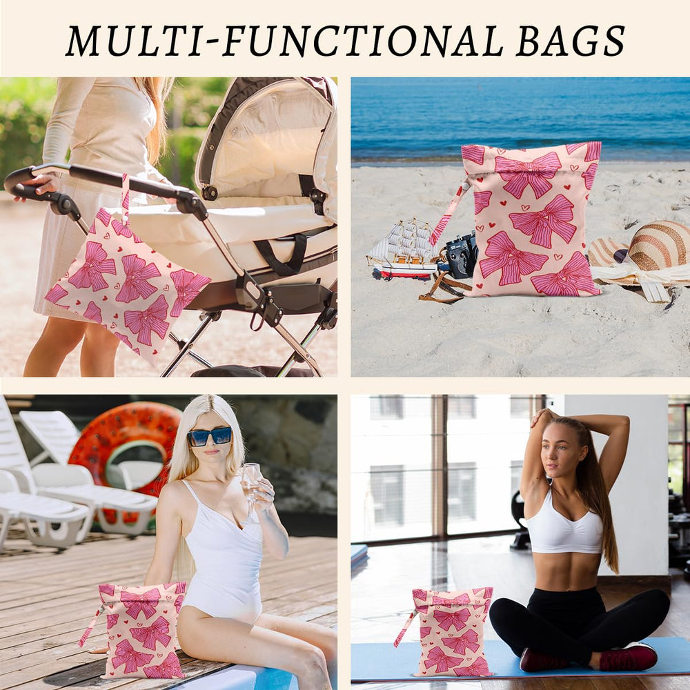 HZMLYDJ Pink Bow Wet Bag pattern variation, adds personality to travel gear.