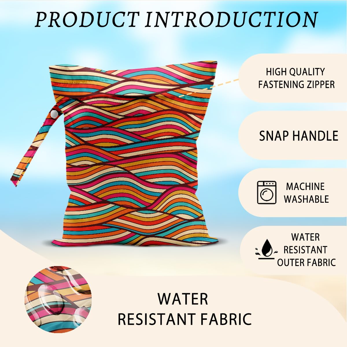HZMLYDJ Wave Wet Bag in a suitcase, maximizing travel organization.