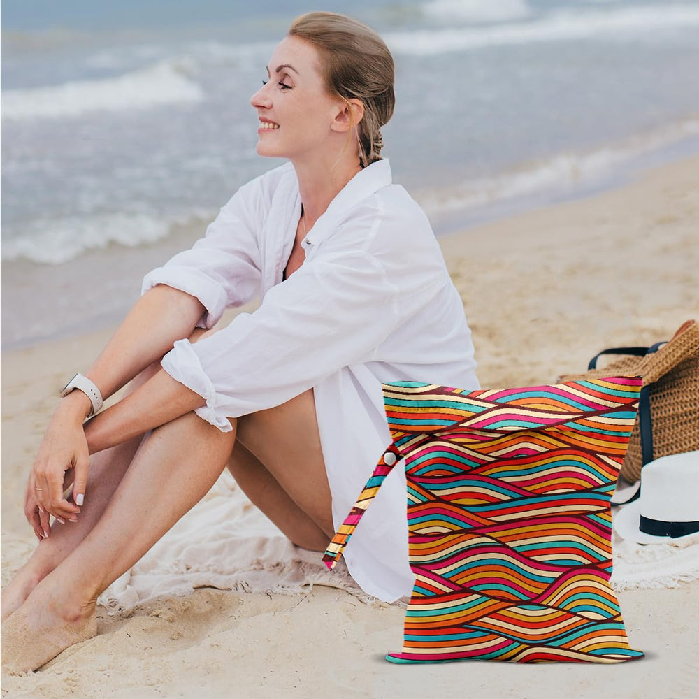 HZMLYDJ Wave Wet Bag with snap handle for easy attachment.