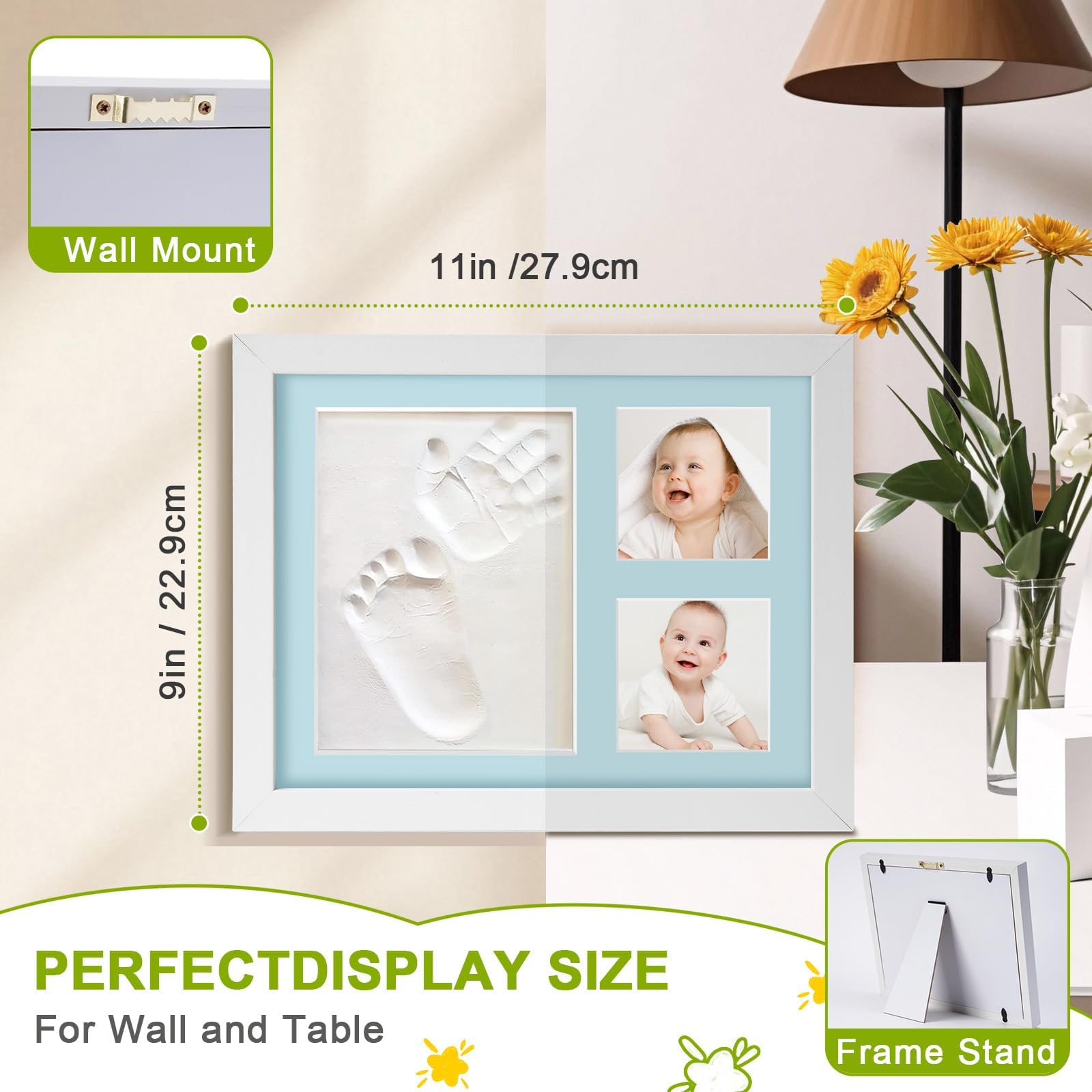 Hzorille baby footprint clay frame captures delicate footprints in a durable keepsake.