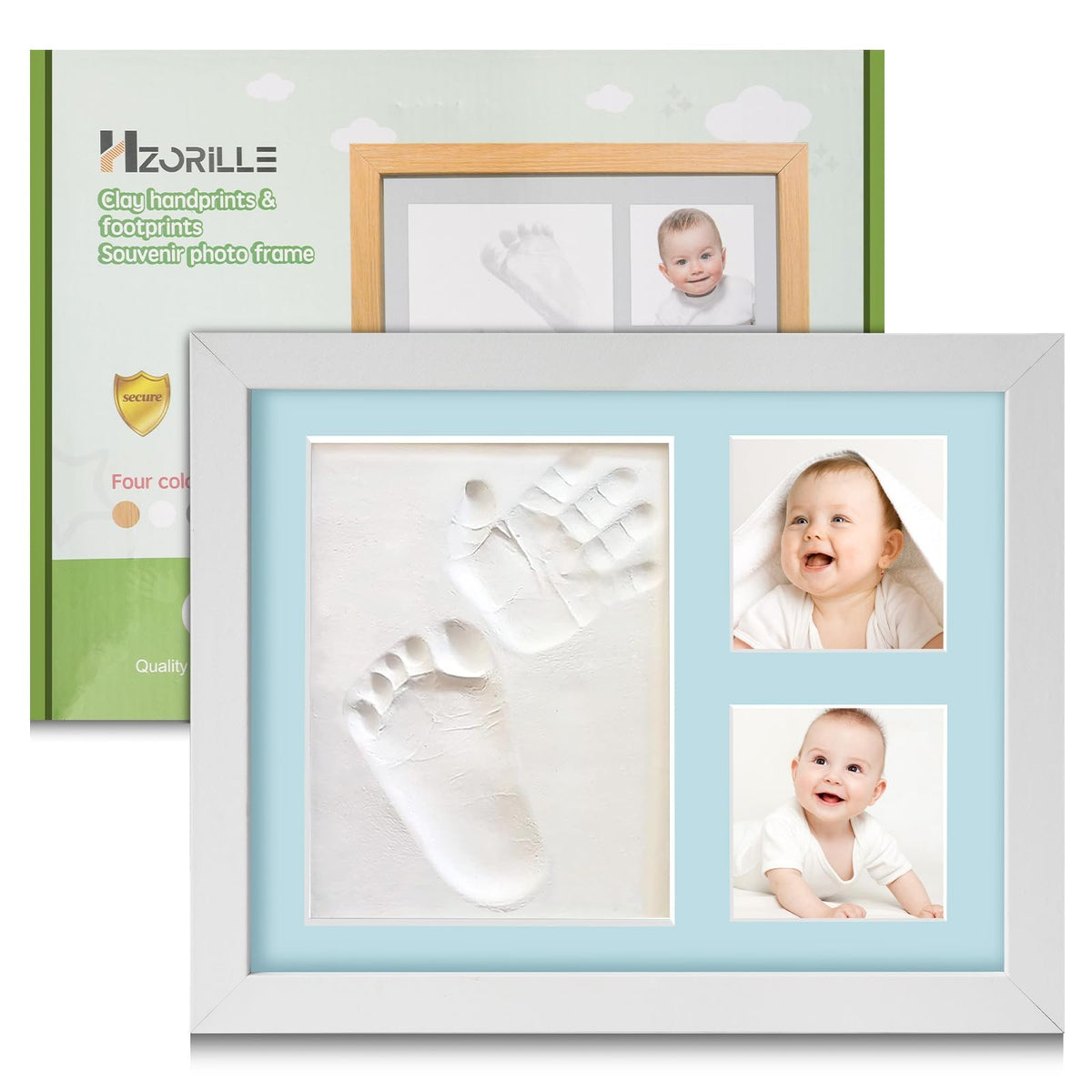 Hzorille baby handprint frame shows tiny prints for a lasting keepsake.