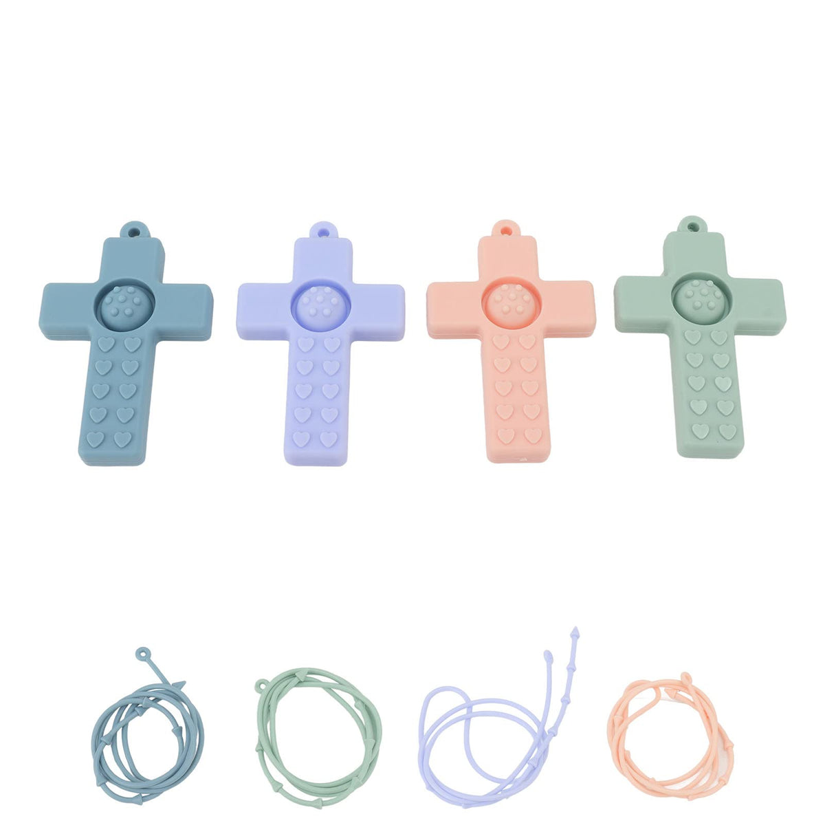 Hztyyier cross teether 4-pack with ergonomic grip for tiny hands.