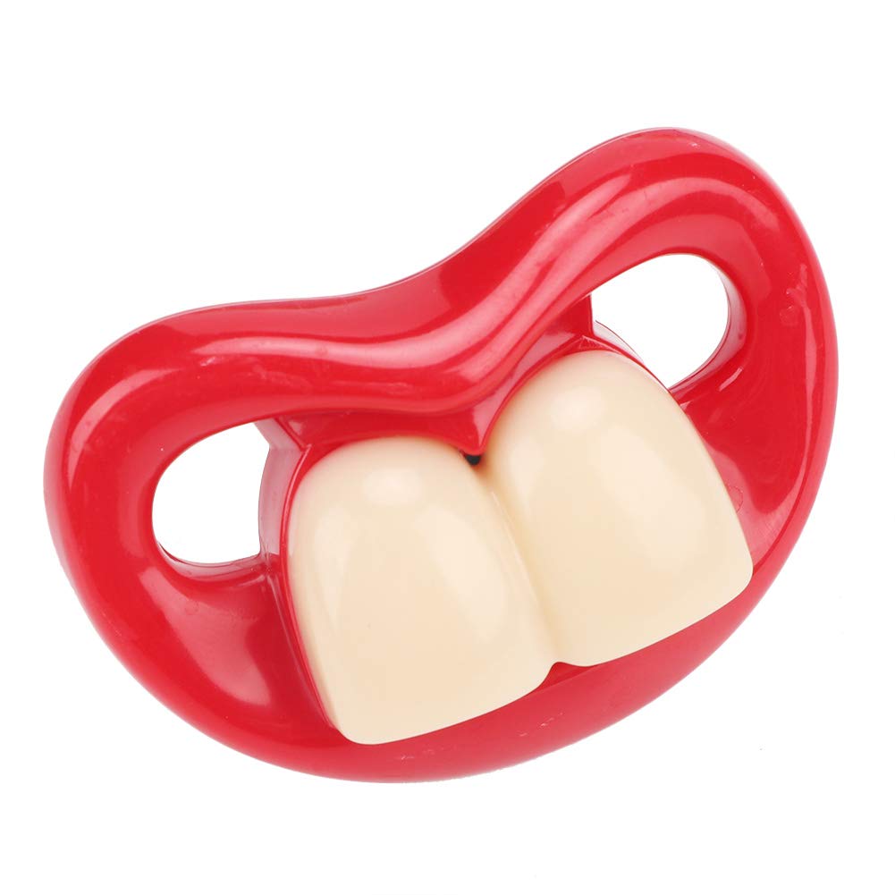 Hztyyier Funny Red Lip pacifier closeup shows soft silicone for gentle soothing