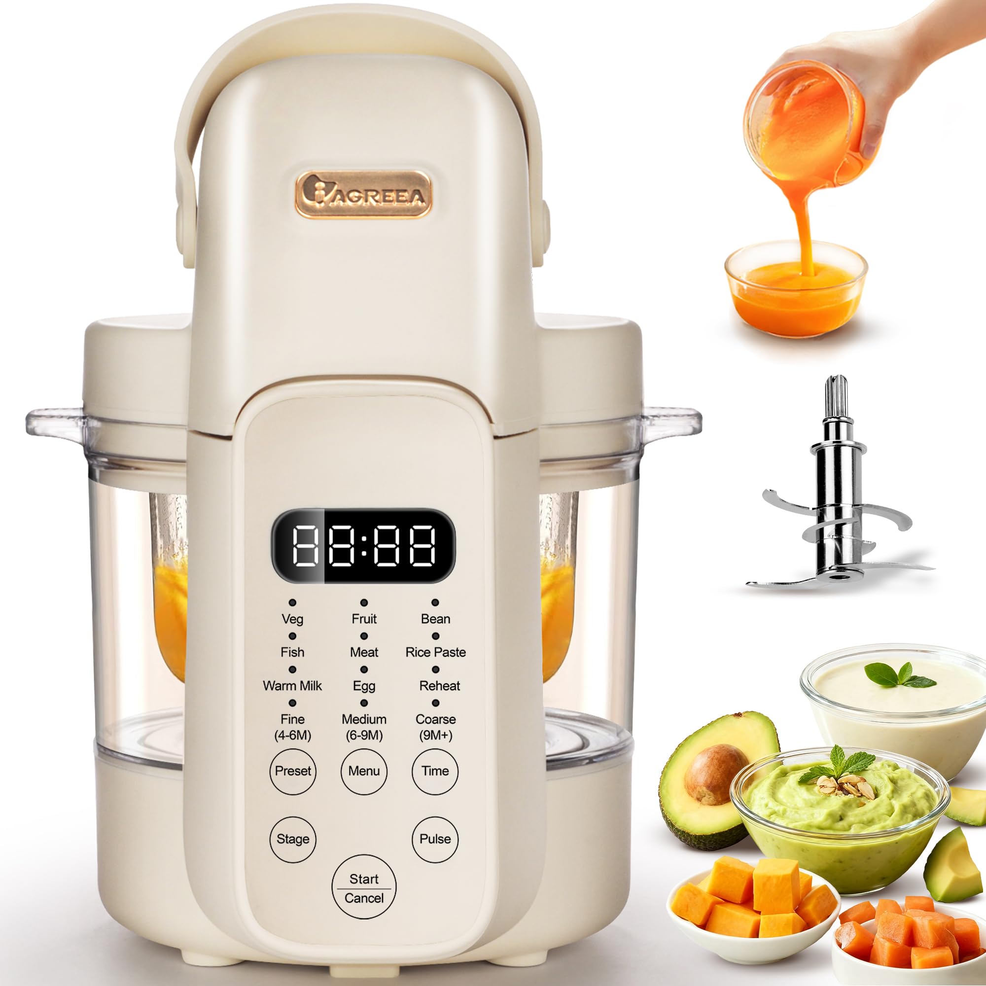 IAGREEA 9-in-1 glass baby food maker steaming and blending for fresh meals