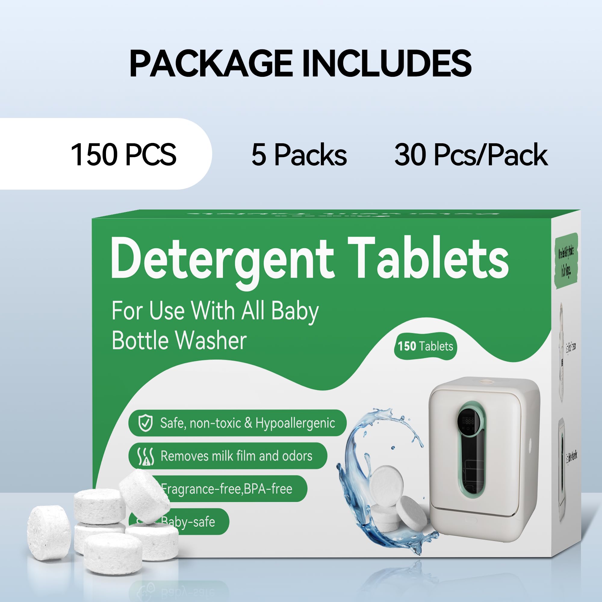 IAGREEA 150-tablet supply supports easy, regular bottle cleaning.