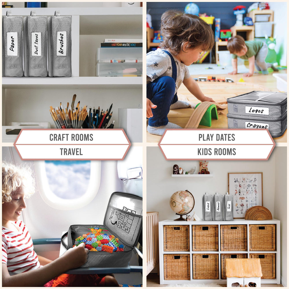 IAMRU toy storage bag travel-friendly grey finish suits car trips and playtime