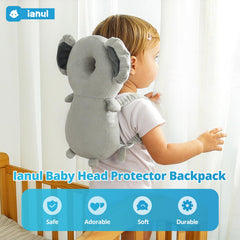 Ianul Koala head protector backpack back view highlights breathable, lightweight fabric.