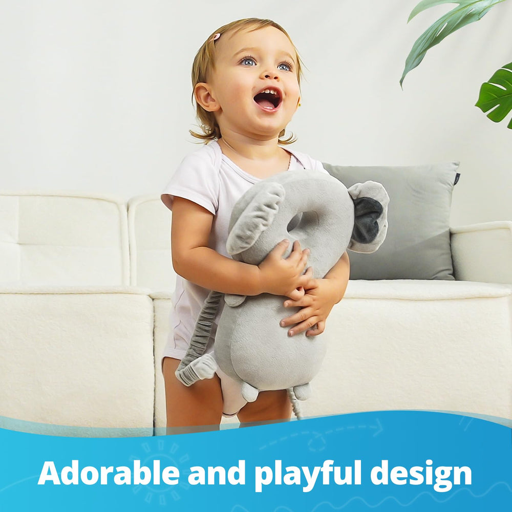 Ianul Koala head protector backpack material closeup shows soft cushion.