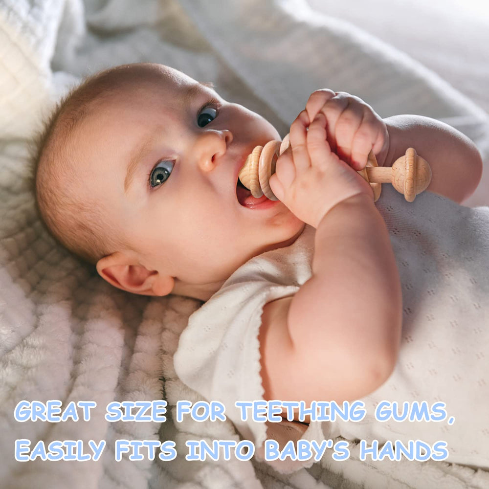 iAOVUEBY elephant wooden rattle with smooth beech wood