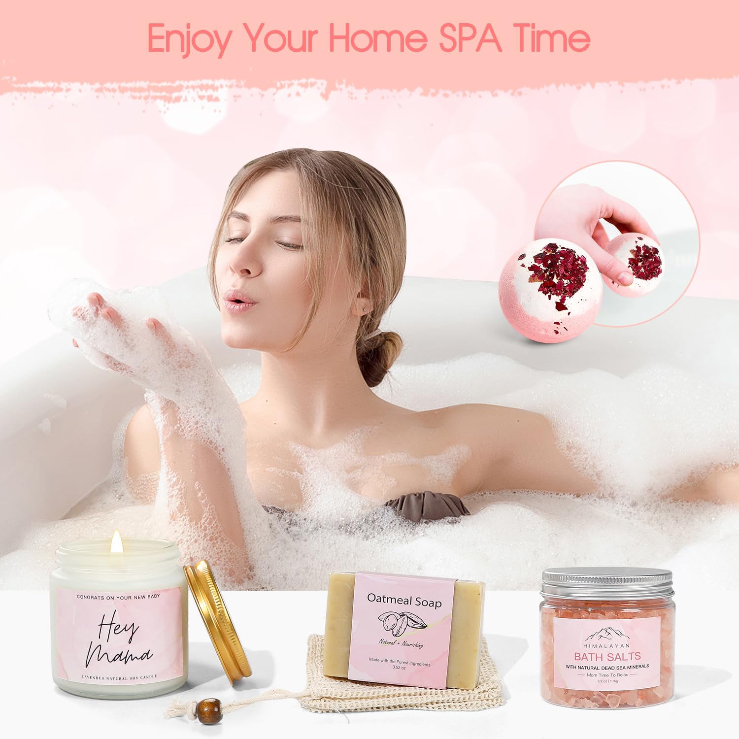 iaovueby Himalayan bath salts for a soothing soak after caregiving.