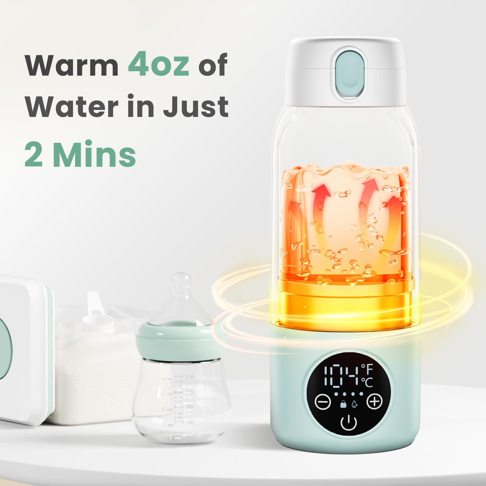 Iarha warmer quickly heats milk on the go in about two minutes.