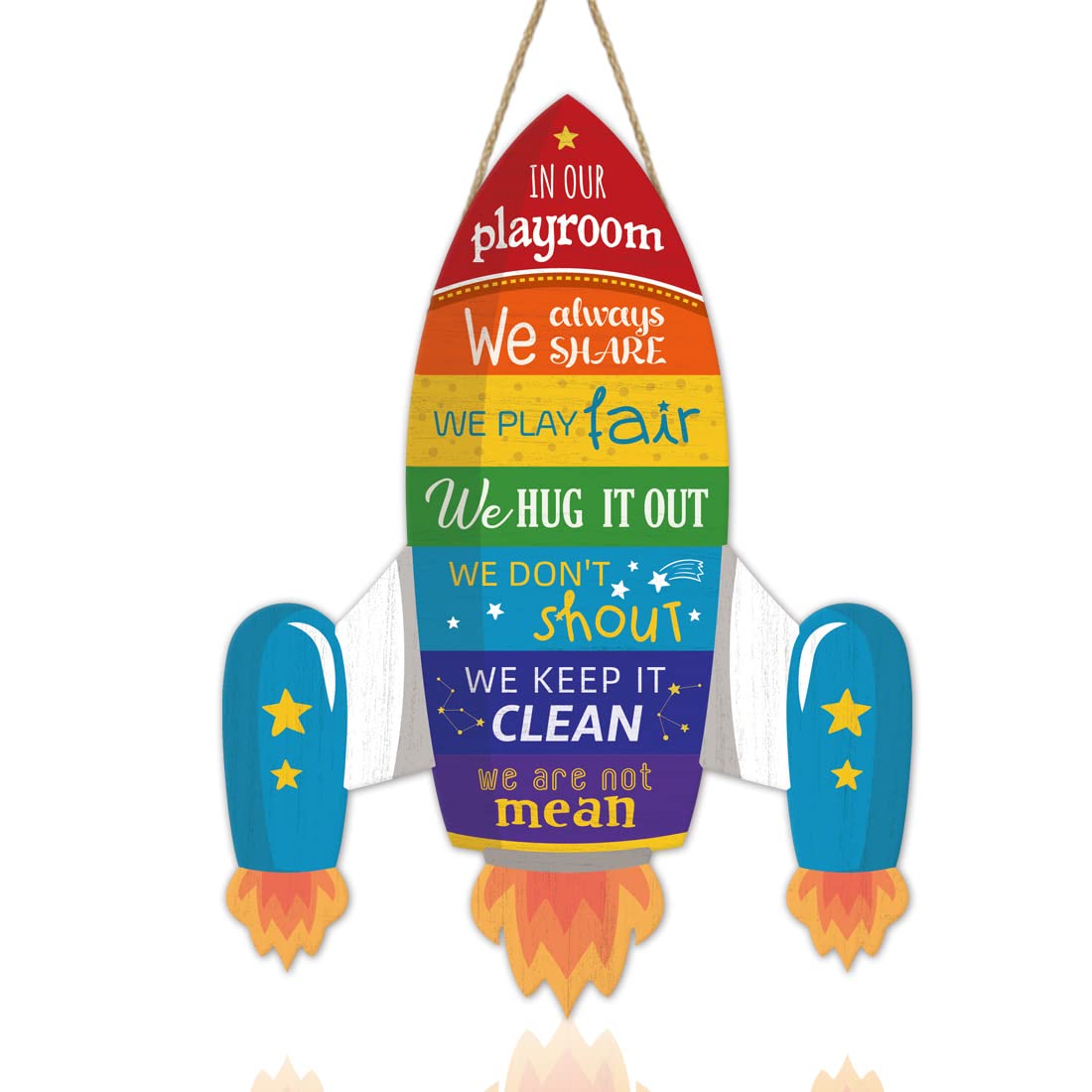 IARTTOP Cartoon Universe Rocket wood sign with rocket motif brightens playrooms.