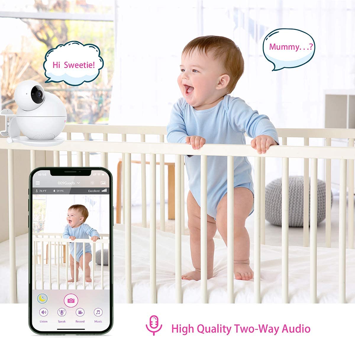 iBaby M8 temperature and humidity alerts help nursery comfort