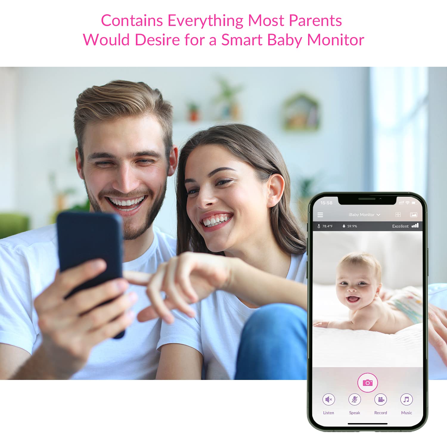 ibaby M8L 360-degree pan for complete room coverage