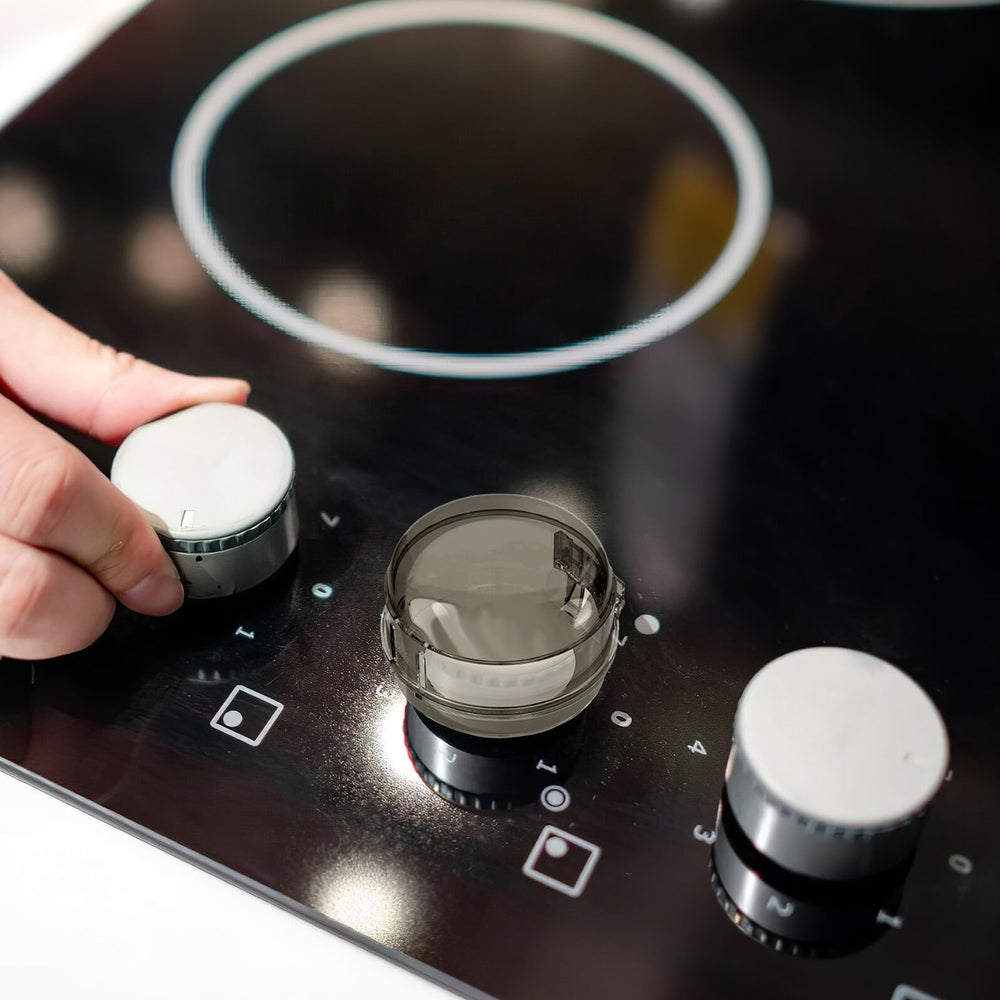 ibasenice universal-fit stove knob covers in black, compatible with many oven knobs