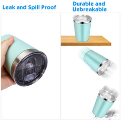 IBEIYO spill-proof lid demonstrates leak resistance when the cup tips.