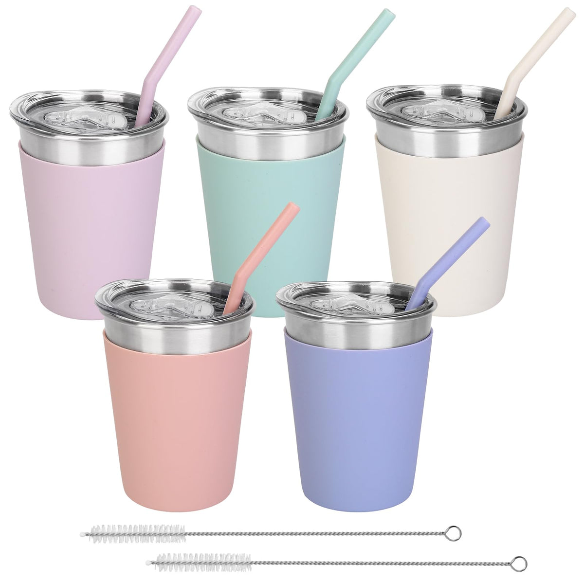 IBEIYO 12oz kids cup with colorful sleeve for easy ID and hand protection.