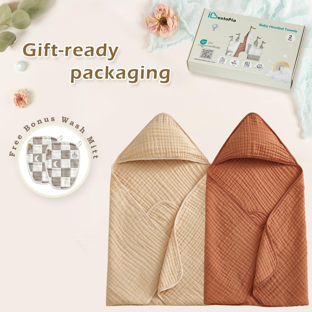 IBESTOPIA baby towel linen neutral close-up showing breathable, absorbent fabric