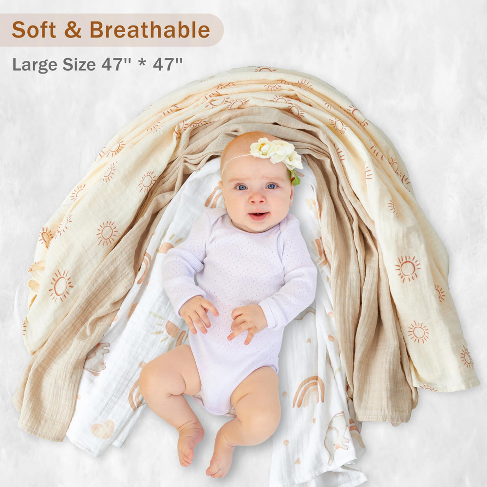 IBESTOPIA multiuse swaddle shows nursing cover and stroller shade in real-life use