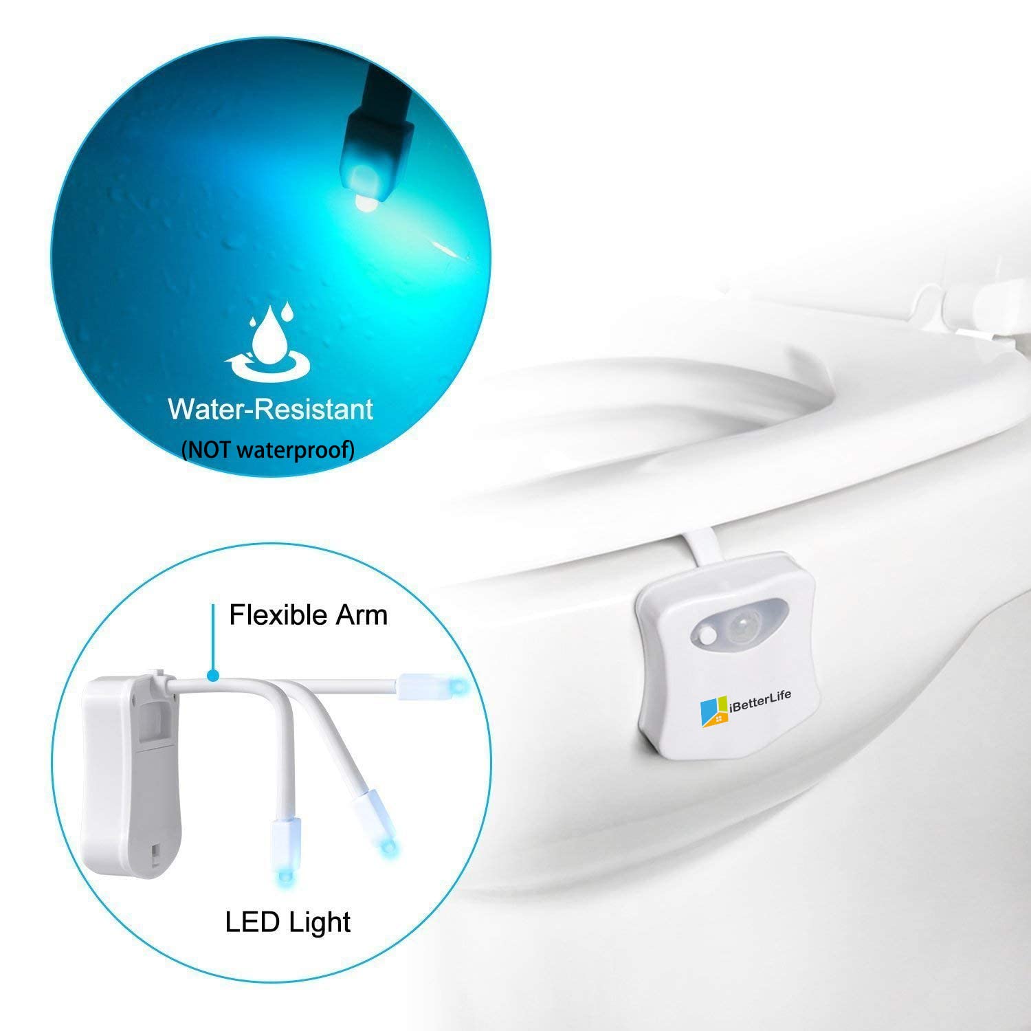 Water-resistant shell cleans easily after bathroom use.