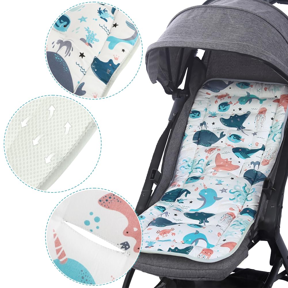Ibluelover stroller seat liner breathable fabric keeps baby cool on errands.