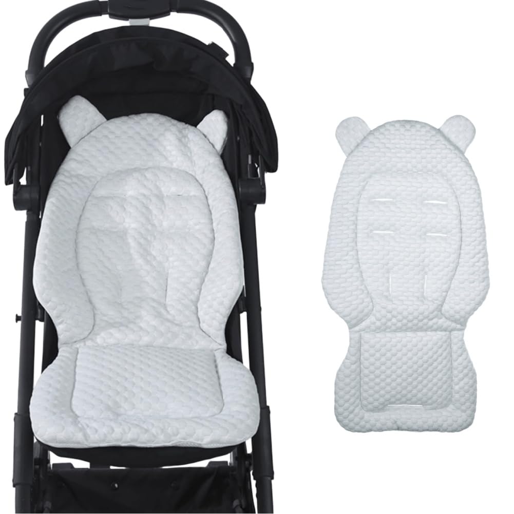 Ibluelover stroller seat liner gray front view showing universal fit for most strollers