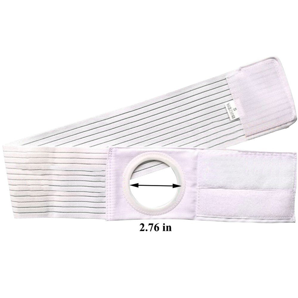 Ibnotuiy hernia prevention band worn under clothing supports secure ostomy bag positioning.