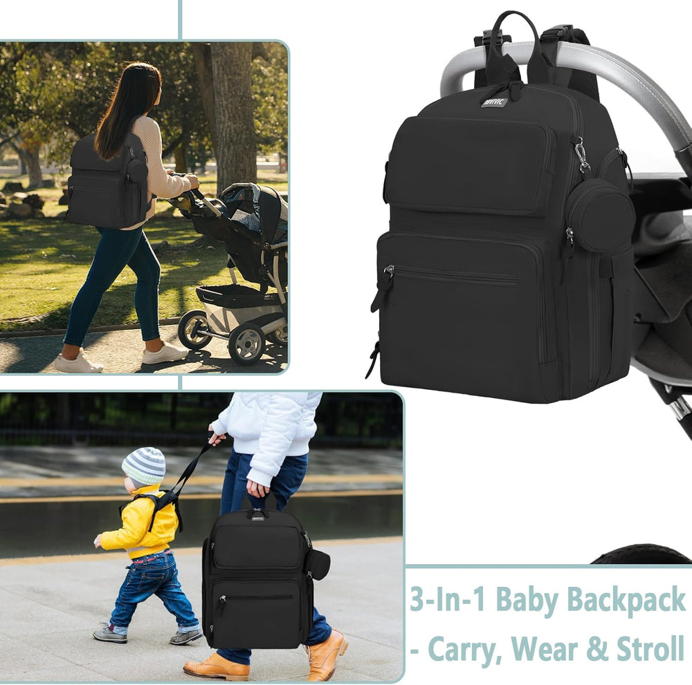 IBVIVIC backpack-style diaper bag offers ergonomic back support.