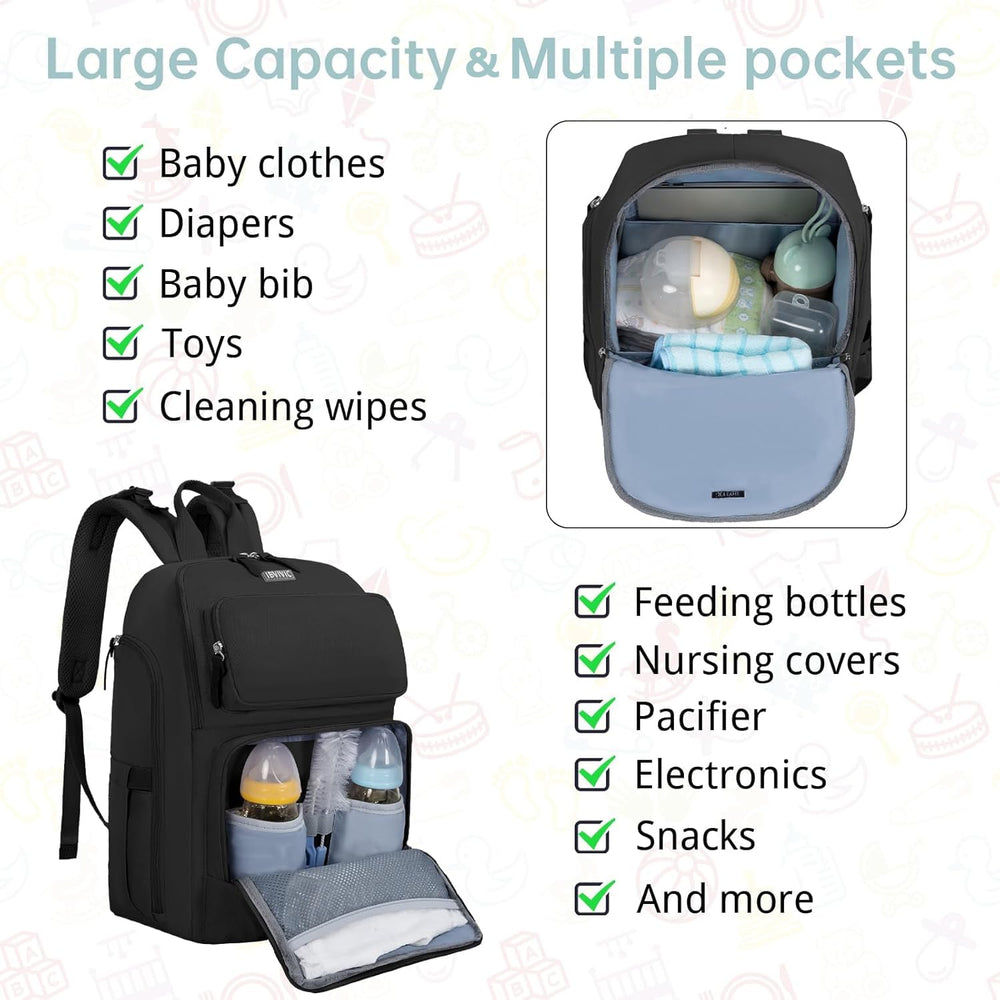 IBVIVIC diaper bag with stroller straps supports hands-free outings.