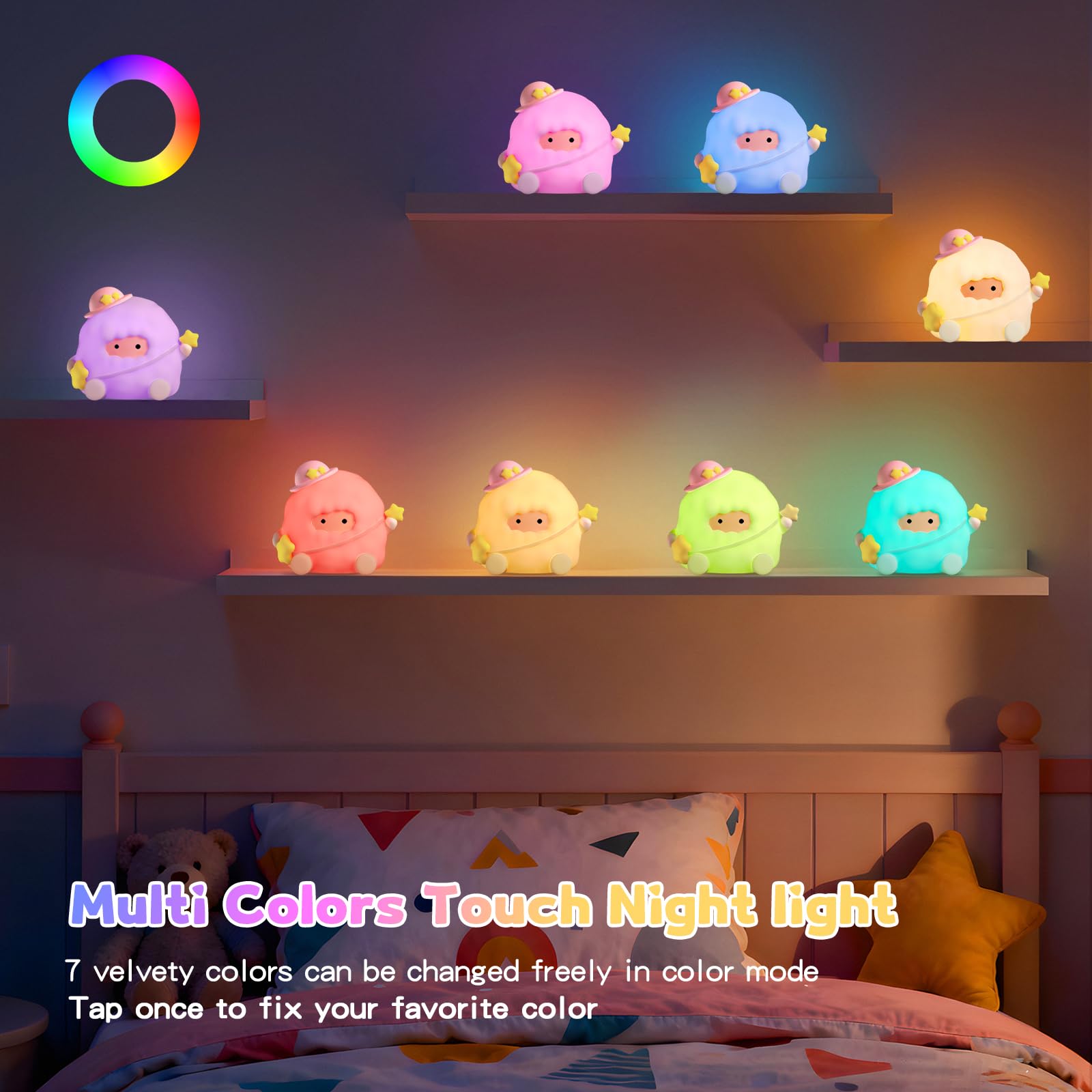 ICARER FAMILY nursery lamp with dimmable colors for gentle bedtime ambience