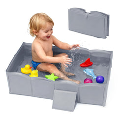 ICECTR collapsible baby bathtub folded storage for compact bathroom organization.