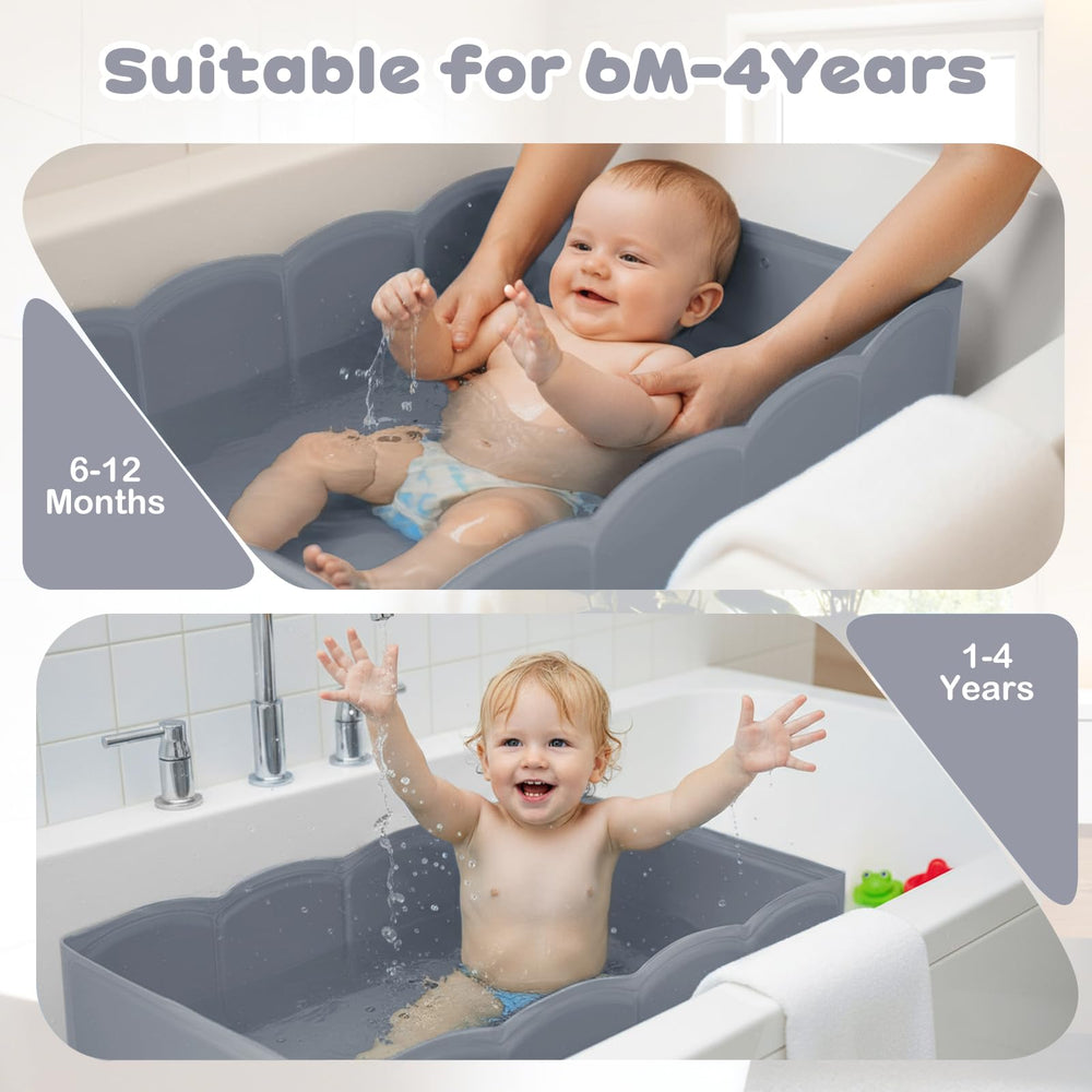 ICECTR collapsible tub with reinforced sides provides stable bath time support.